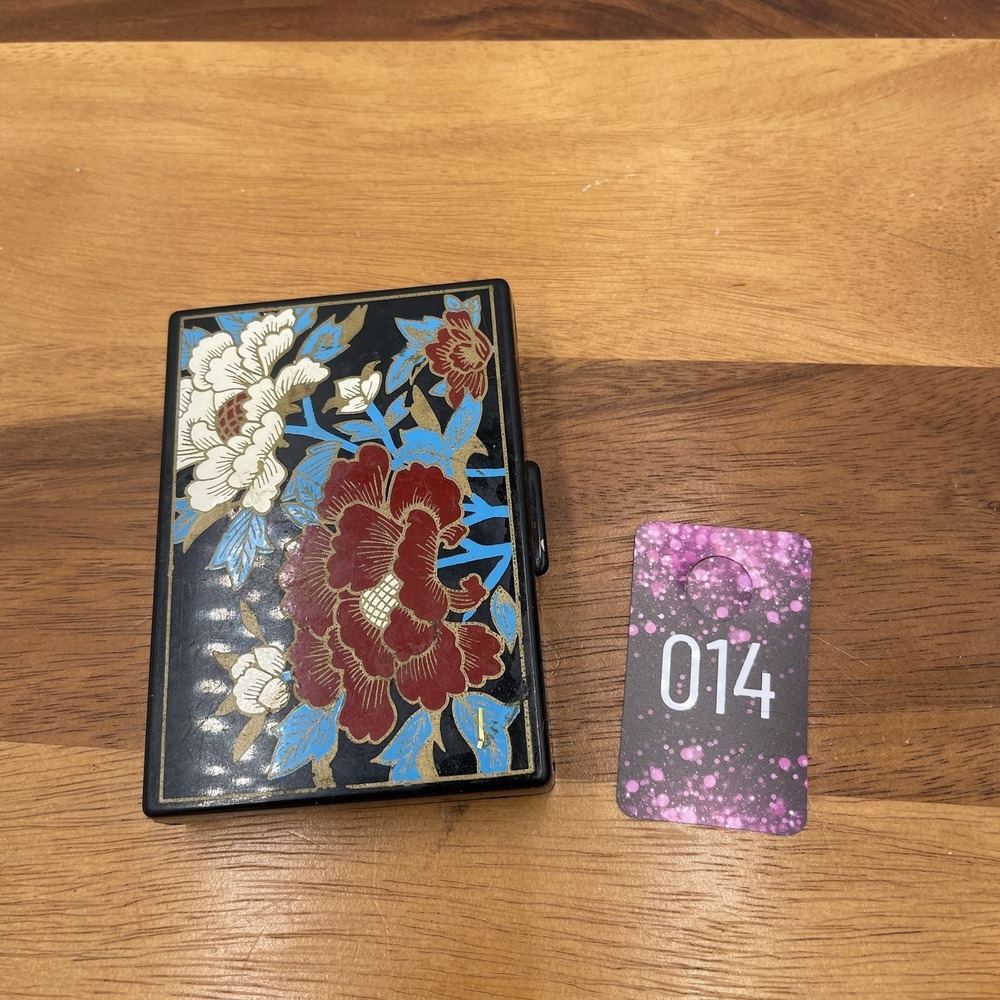 Vintage Pocket Vanity Mirror Compact‎ Tissue Holder Asian Floral